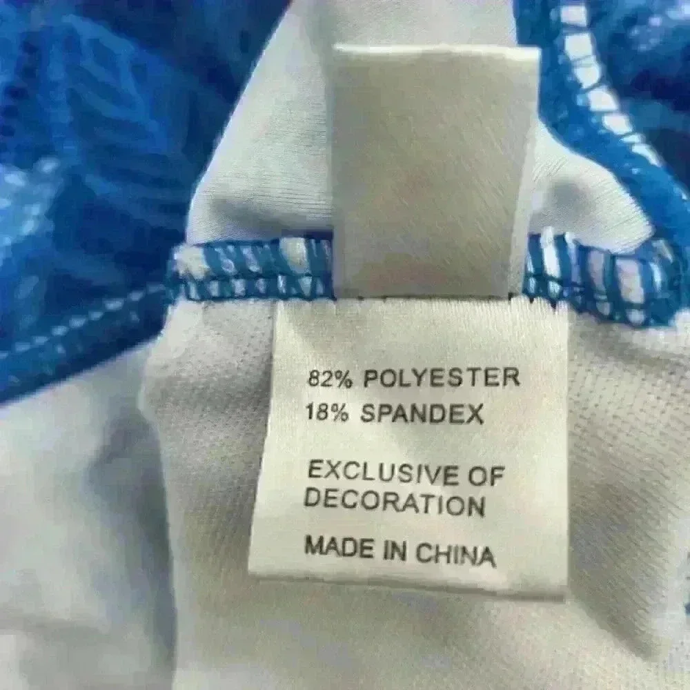 NWOT Sky Blue & White XL Swimdress‎ Top Only Wide Lace Band Gathered Shoulders